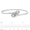 Thumbnail Image 2 of 6.0-7.0mm Oval Freshwater Cultured Pearl Calla Lily Bangle in Sterling Silver and 14K Gold Plate