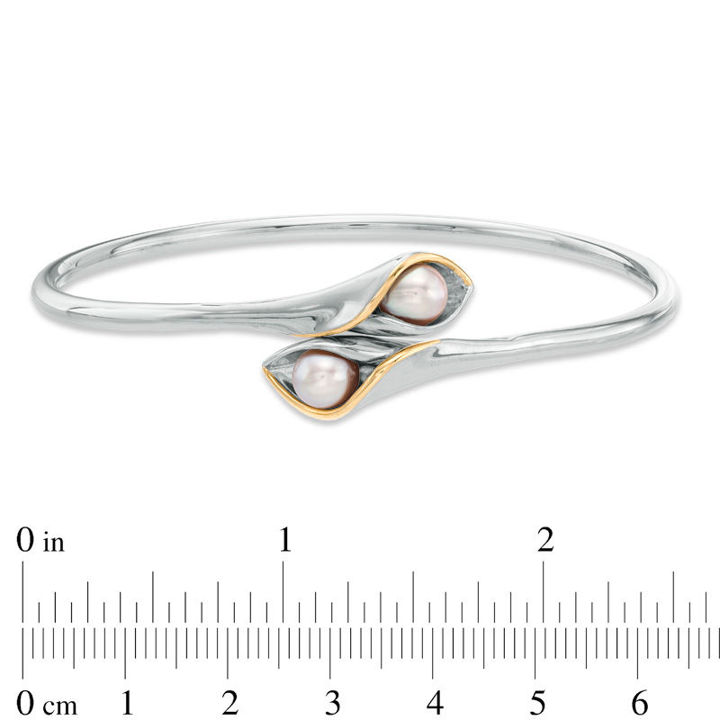 6.0-7.0mm Oval Freshwater Cultured Pearl Calla Lily Bangle 6.0-7.0mm Oval Freshwater Cultured Pearl Calla Lily Bangle
