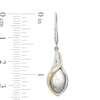 Thumbnail Image 1 of 9.0 x 7.0mm Cultured Freshwater Pearl Calla Lily Drop Earrings in Sterling Silver and 14K Gold Plate