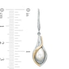 Thumbnail Image 2 of 9.0 x 7.0mm Freshwater Cultured Pearl Calla Lily Drop Earrings in Sterling Silver and 14K Gold Plate