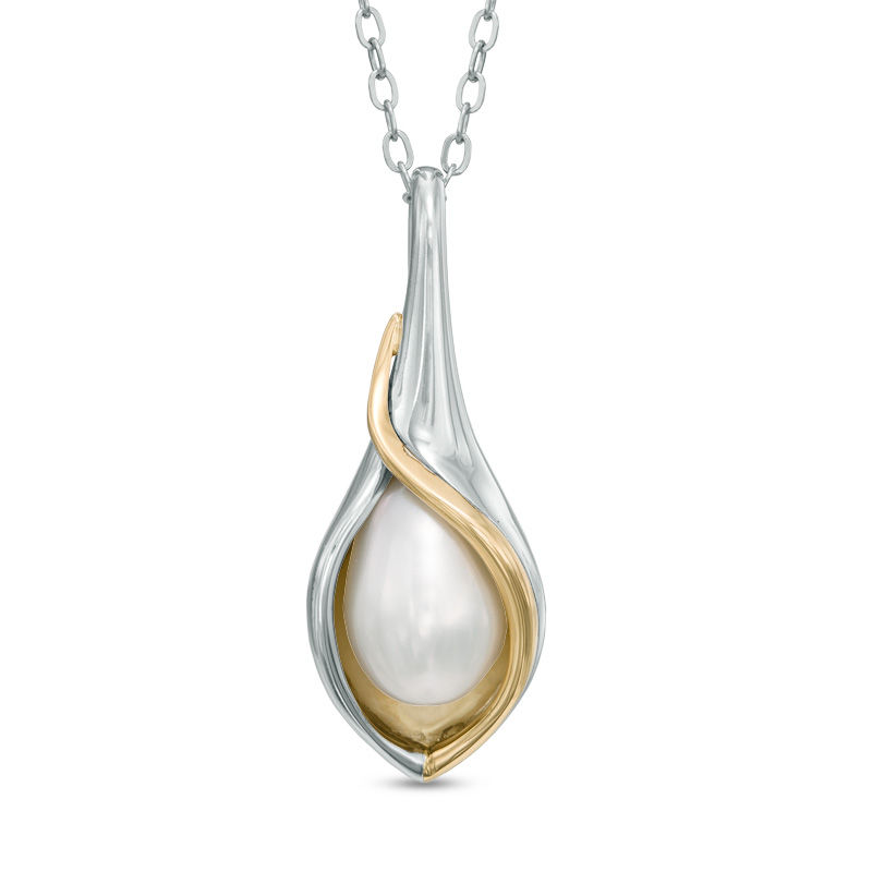 7.0 - 8.0mm Cultured Freshwater Pearl Calla Lily Pendant in Sterling ...