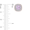 Thumbnail Image 2 of 6.0mm Cushion-Cut Lab-Created Pink and White Sapphire Stud Earrings in Sterling Silver with 14K Rose Gold Plate