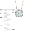 Thumbnail Image 2 of 6.0mm Cushion-Cut Lab-Created White Sapphire Frame Pendant in Sterling Silver with 14K Rose Gold Plate