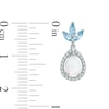 Thumbnail Image 2 of Pear-Shaped Lab-Created Opal, Blue Topaz and White Sapphire Drop Earrings in Sterling Silver