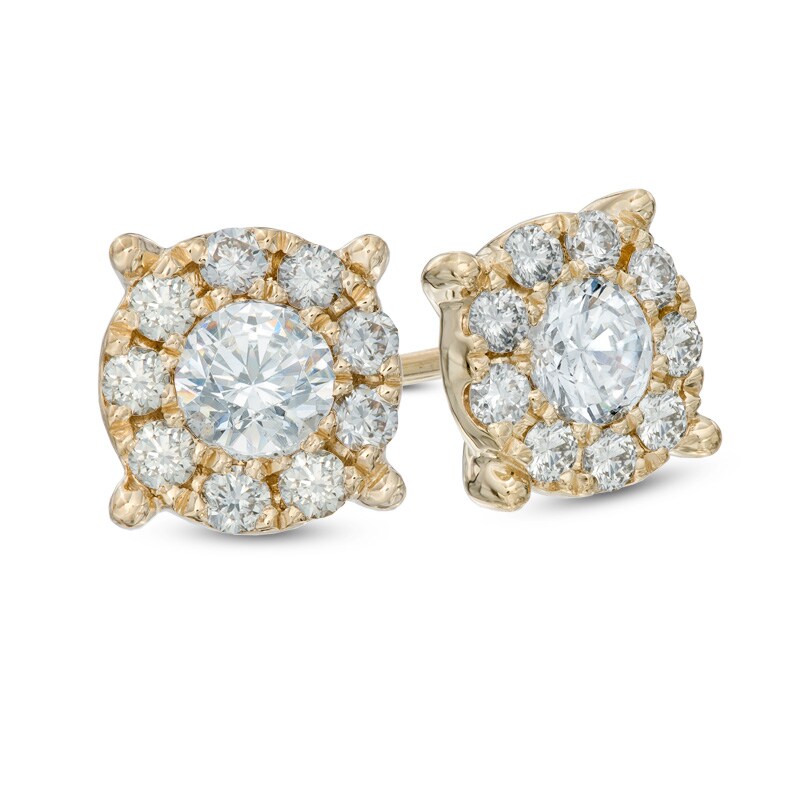 1 CT. T.W. Diamond Frame Stud Earrings in 14K Gold