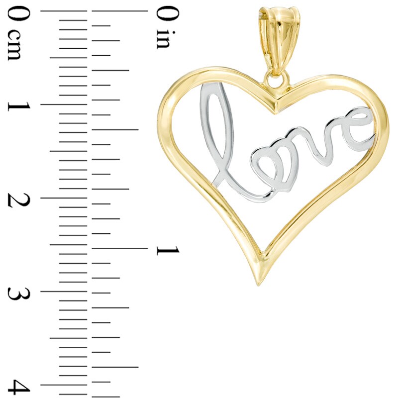 Main Image 2 of Polished "love" Heart Necklace Charm in 14K Two-Tone Gold