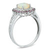 Thumbnail Image 2 of Oval Opal and Lab-Created Pink and White Sapphire Ring in Sterling Silver