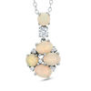 Thumbnail Image 0 of Oval Opal and White Sapphire Pendant in Sterling Silver