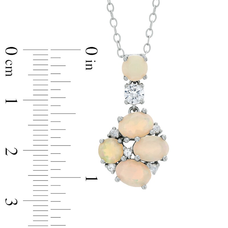 Main Image 2 of Oval Opal and White Sapphire Pendant in Sterling Silver