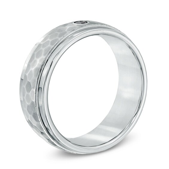 Triton Black Diamond Accent 8.0mm Comfort Fit Tungsten Wedding Band - Size 10