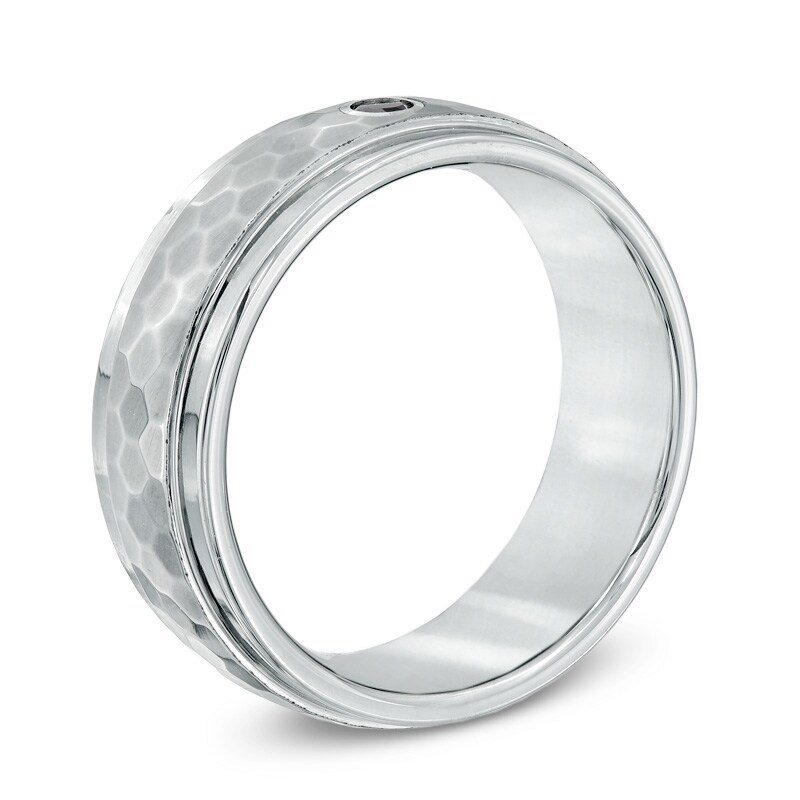Main Image 2 of Triton Black Diamond Accent 8.0mm Comfort Fit Tungsten Wedding Band - Size 10