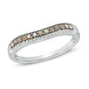 Thumbnail Image 0 of 1/4 CT. T.W. Champagne and White Diamond Contour Wedding Band in 14K White Gold