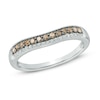 Thumbnail Image 1 of 1/4 CT. T.W. Champagne and White Diamond Contour Wedding Band in 14K White Gold