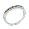 Thumbnail Image 2 of 1/4 CT. T.W. Champagne and White Diamond Contour Wedding Band in 14K White Gold