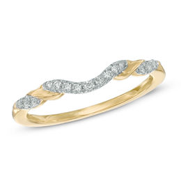 アクセサリー だいちゃん 1/8 CT. T.W. Diamond Ribbon Wrapped Contour Wedding Band in