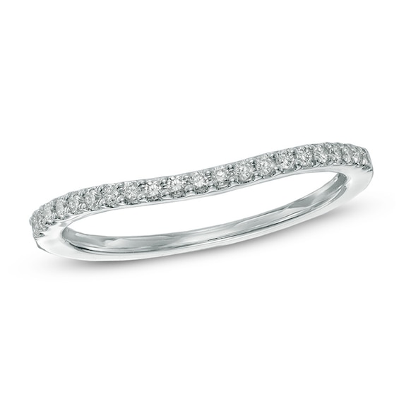 1/8 CT. T.w. Diamond Contour Wedding Band in 14K White Gold
