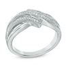 Thumbnail Image 1 of Diamond Accent Beaded Triple Wave Ring in Sterling Silver