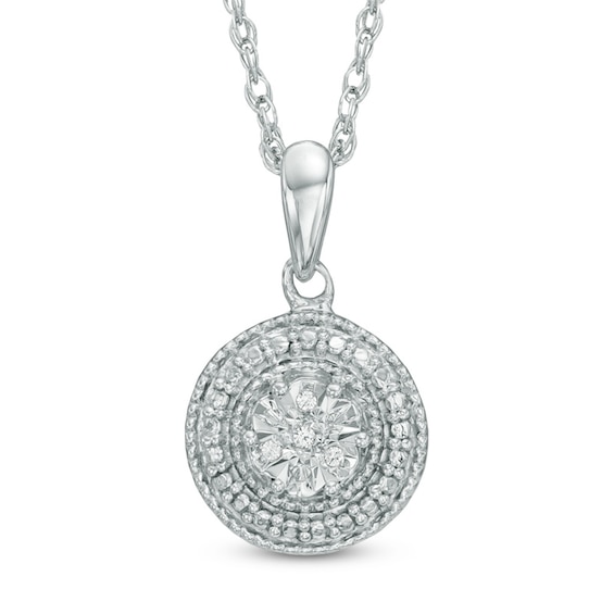 Diamond Accent Beaded Cluster Pendant in Sterling Silver