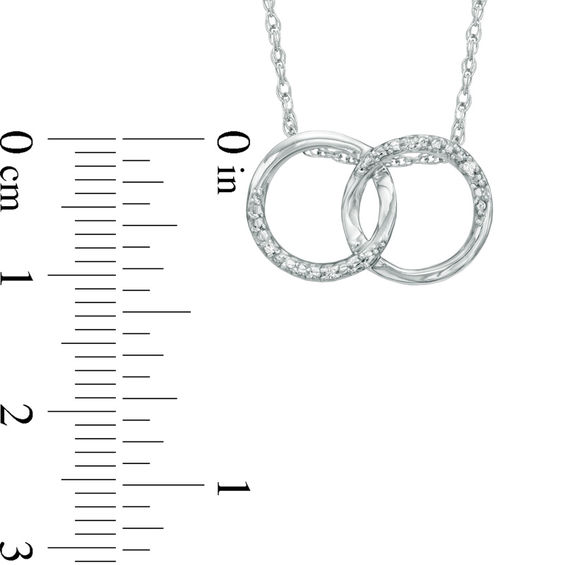 Diamond Accent Beaded Interlocking Circles Necklace in Sterling Silver - 17"