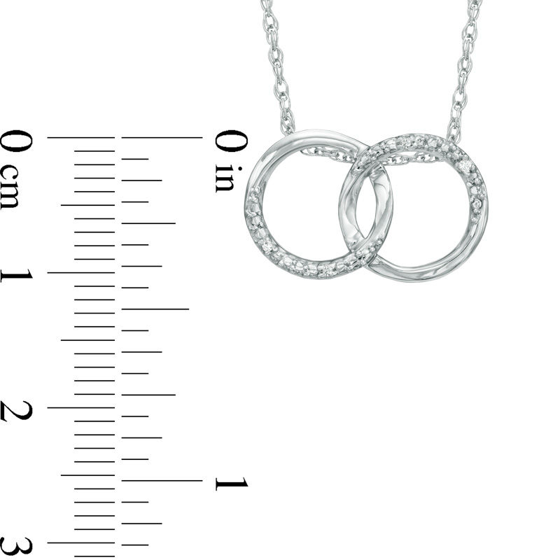 Diamond Accent Beaded Interlocking Circles Necklace in Sterling Silver - 17"