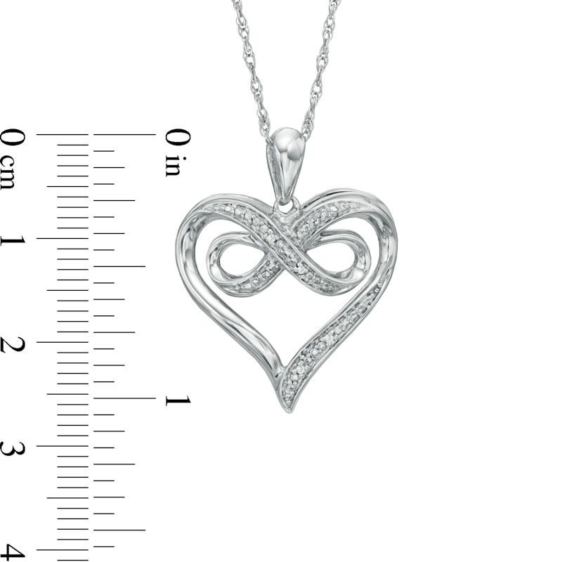 Main Image 2 of Diamond Accent Beaded Heart with Infinity Pendant in Sterling Silver