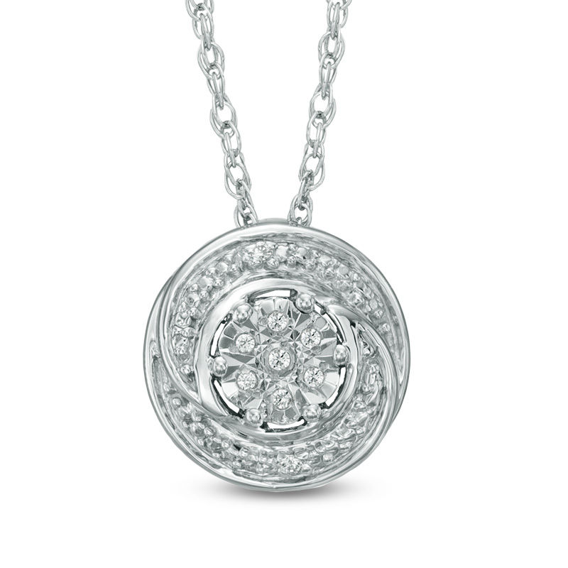 Main Image 1 of Diamond Accent Swirl Cluster Pendant in Sterling Silver