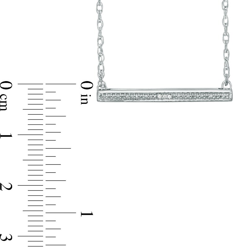 Diamond Accent Beaded Bar Necklace in Sterling Silver - 17"