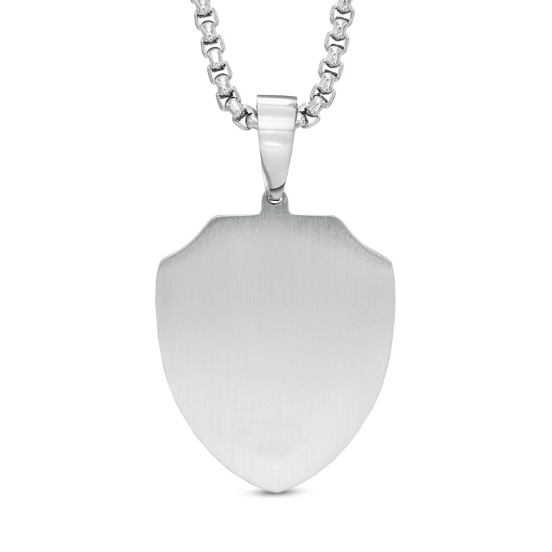 Main Image 2 of Men's Lord's Prayer Shield Pendant in Stainless Steel and Yellow IP - 24"