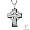 Thumbnail Image 1 of Men's 1/6 CT. T.W. Diamond Cross Pendant in Two-Tone Stainless Steel - 24"
