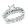 Thumbnail Image 1 of 1-1/4 CT. T.W. Certified Canadian Princess-Cut Diamond Bridal Set in 14K White Gold (I/I2)