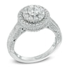 Thumbnail Image 2 of 1-1/4 CT. T.W. Diamond Double Frame Vintage-Style Engagement Ring in 14K White Gold