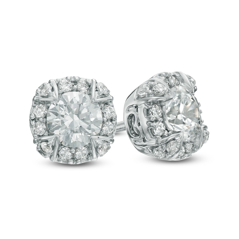 Main Image 1 of 5/8 CT. T.W. Diamond Frame Stud Earrings in 10K White Gold