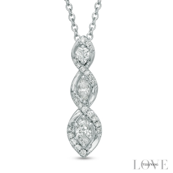 Vera Wang Love Collection 1/2 CT. T.w. Marquise Diamond Drop Pendant in 14K White Gold