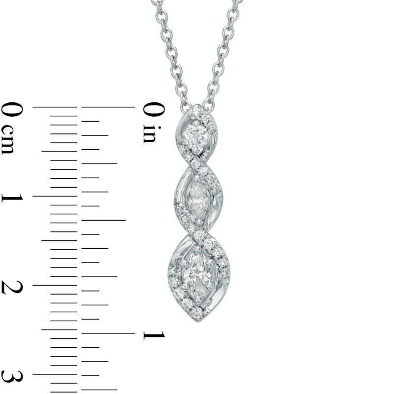 Main Image 4 of Vera Wang Love Collection 1/2 CT. T.W. Marquise Diamond Drop Pendant in 14K White Gold