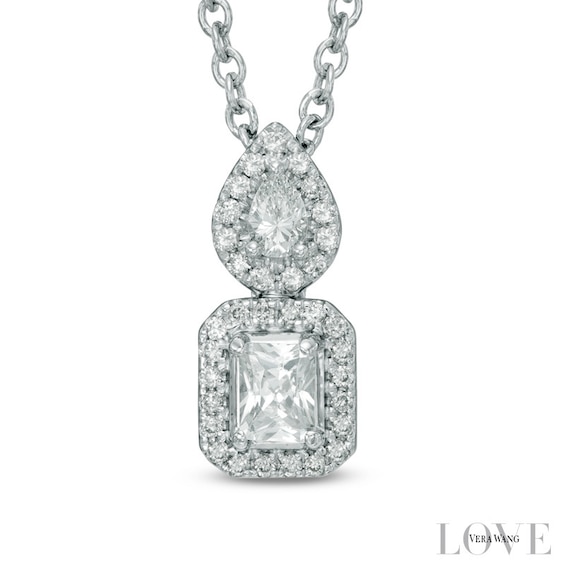Vera Wang Love Collection 3/8 CT. T.w. Diamond Fancy Drop Pendant in 14K White Gold