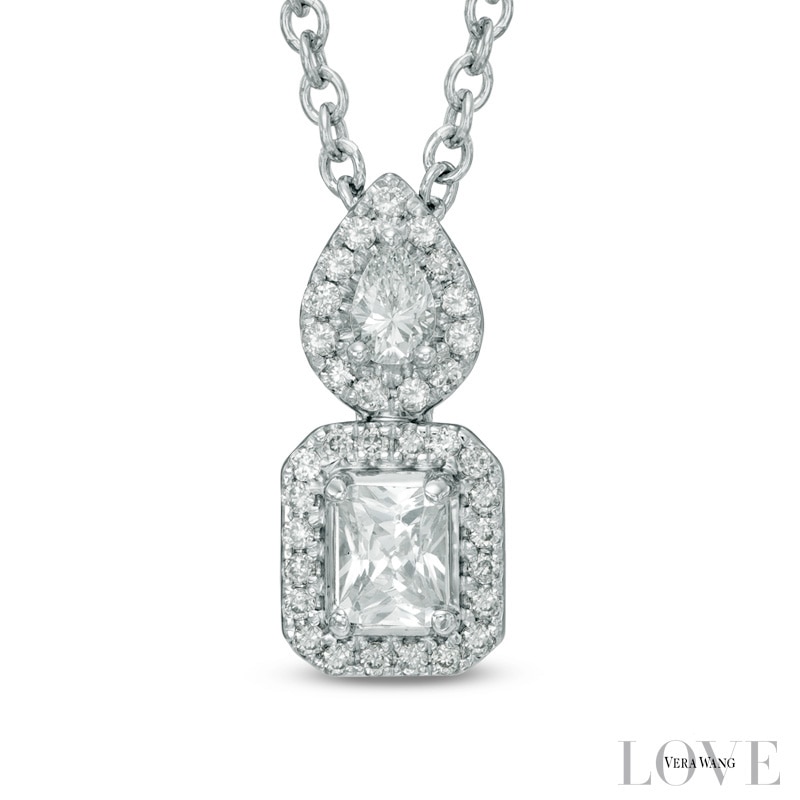 Main Image 1 of Vera Wang Love Collection 3/8 CT. T.W. Diamond Fancy Drop Pendant in 14K White Gold