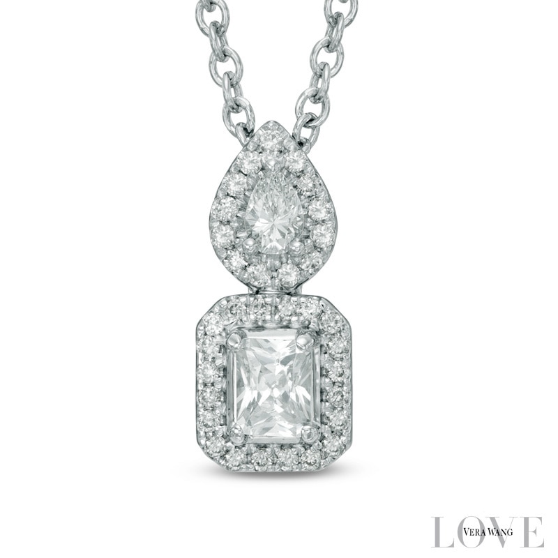 Vera Wang Love Collection 3/8 CT. T.W. Diamond Fancy Drop Pendant in 14K White Gold