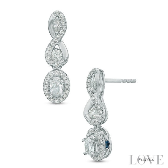 Vera Wang Love Collection 3/4 CT. T.w. Diamond Three Stone Infinity Drop Earrings in 14K White Gold