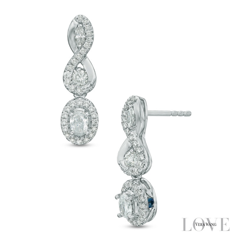 Main Image 1 of Vera Wang Love Collection 3/4 CT. T.W. Diamond Three Stone Infinity Drop Earrings in 14K White Gold
