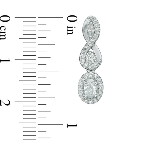 Vera Wang Love Collection 3/4 CT. T.w. Diamond Three Stone Infinity Drop Earrings in 14K White Gold