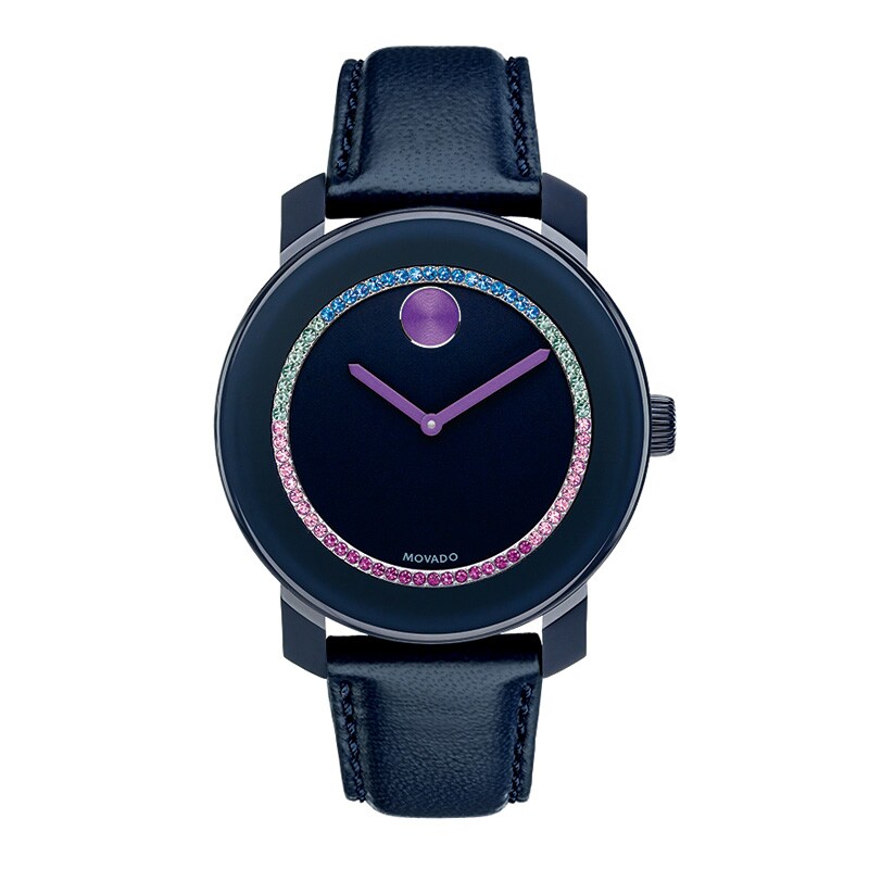 Main Image 1 of Ladies' Movado Bold® Rainbow Crystal Watch with Navy Museum® Dial (Model: 3600228)
