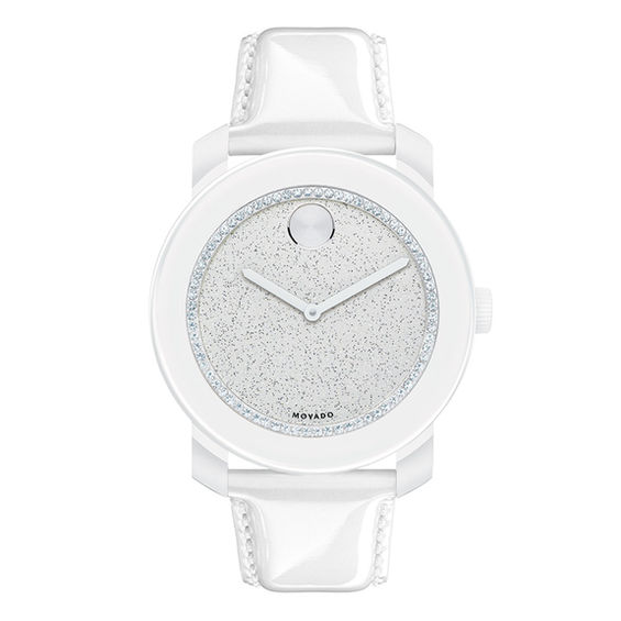 Ladies' Movado BoldÂ® White Crystal Watch with Silver Glitter MuseumÂ® Dial (Model: 3600230)