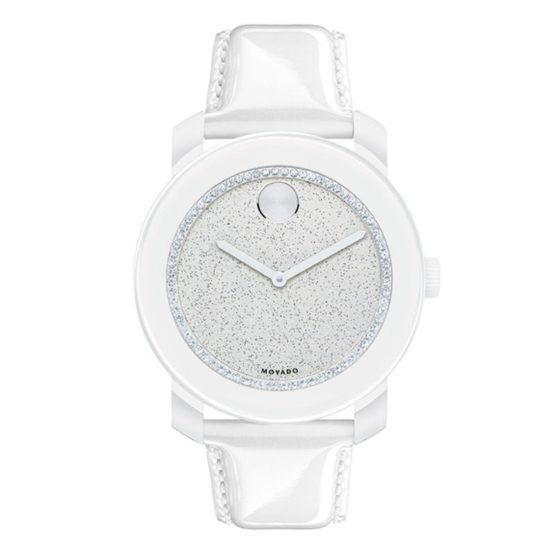 Main Image 1 of Ladies' Movado Bold® White Crystal Watch with Silver Glitter Museum® Dial (Model: 3600230)