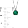 Thumbnail Image 2 of 6.0mm Cushion-Cut Lab-Created Emerald and Diamond Accent Pendant and Ring Set in Sterling Silver - Size 7