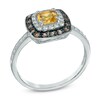 Thumbnail Image 2 of 5.0mm Cushion-Cut Citrine, Smoky Quartz and Lab-Created White Sapphire Frame Ring in Sterling Silver