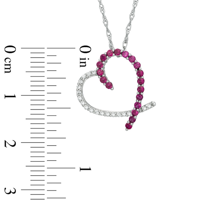 Main Image 2 of Lab-Created Ruby and White Sapphire Heart Pendant in Sterling Silver
