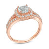 Thumbnail Image 2 of 6.0mm Cushion-Cut Lab-Created White Sapphire Frame Ring in Sterling Silver with 14K Rose Gold Plate - Size 7