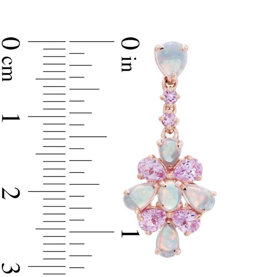 Pear-Shaped Lab-Created Pink Opal and Pink Sapphire Drop Earrings in Sterling Silver with 14K Rose Gold Plate