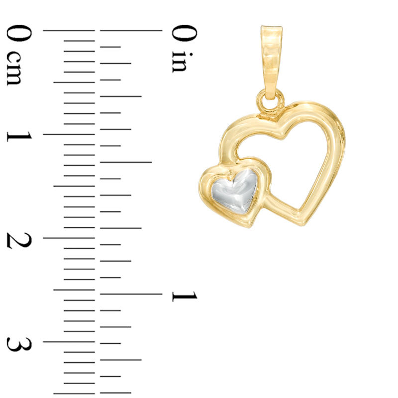 Main Image 2 of Double Heart Necklace Charm in 14K Two-Tone Gold
