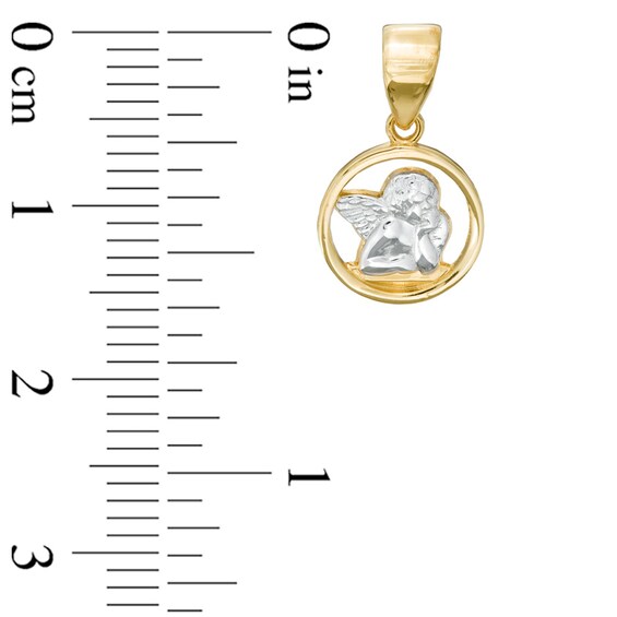 Angel Circle Necklace Charm in 14K Two-Tone Gold